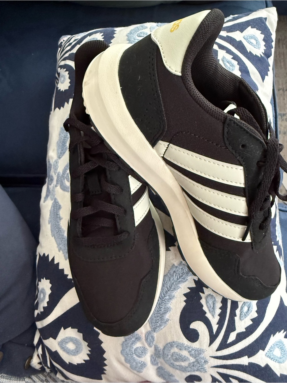 adidas Kids Black and White Striped Sneakers